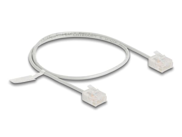 Delock - Koblingskabel - RJ-45 (hann) short til RJ-45 (hann) short - 50 cm - 2.6 mm - UTP - CAT 6 - ultra-slim, formstøpt - grå