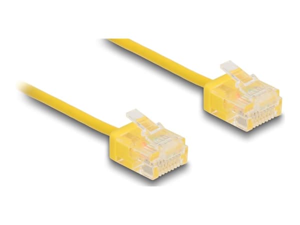 Delock - Koblingskabel - RJ-45 (hann) til RJ-45 (hann) - 30 cm - 2.6 mm - UTP - CAT 6 - opptil 1 Gbps-dataoverføringshastighet, ultra-slim - gul