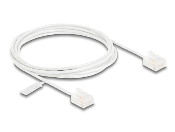 Delock - Koblingskabel - RJ-45 (hann) til RJ-45 (hann) - 2 m - 2.6 mm - UTP - CAT 6 - opptil 1 Gbps-dataoverføringshastighet, ultra-slim - hvit