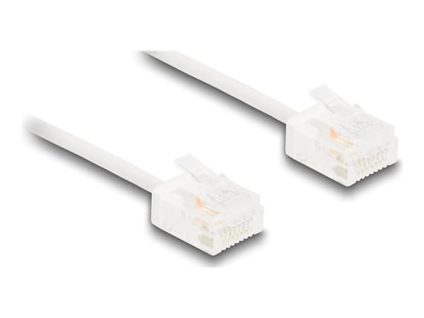 Delock - Koblingskabel - RJ-45 (hann) til RJ-45 (hann) - 2 m - 2.6 mm - UTP - CAT 6 - opptil 1 Gbps-dataoverføringshastighet, ultra-slim - hvit