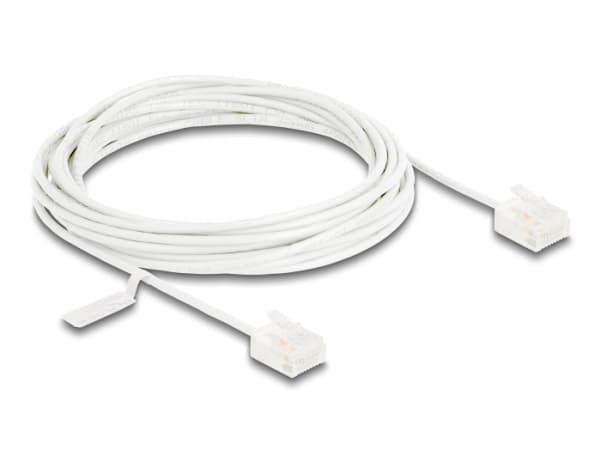 Delock RJ45 verkkokaapeli Cat.6 UTP Ultra Slim 5 m valkoinen lyhyillä pistokkeilla