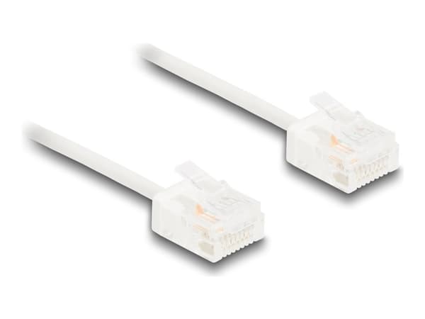 Delock RJ45 verkkokaapeli Cat.6 UTP Ultra Slim 5 m valkoinen lyhyillä pistokkeilla