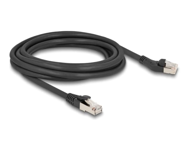 Delock - Patch-kabel - RJ-45 (hann) rett til RJ-45 (hann) venstrevinklet - 3 m - 6 mm - S/FTP - CAT 8.1 - halogenfri, opptil 40 Gbps dataoverføringsh
