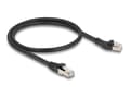 Miniatyrbilde 1 av 2: Delock - Koblingskabel - RJ-45 (hann) left-angled til RJ-45 (hann) rett - 50 cm - 6 mm - S/FTP - CAT 8.1 - slank, halogenfri, uten hindringer, med st