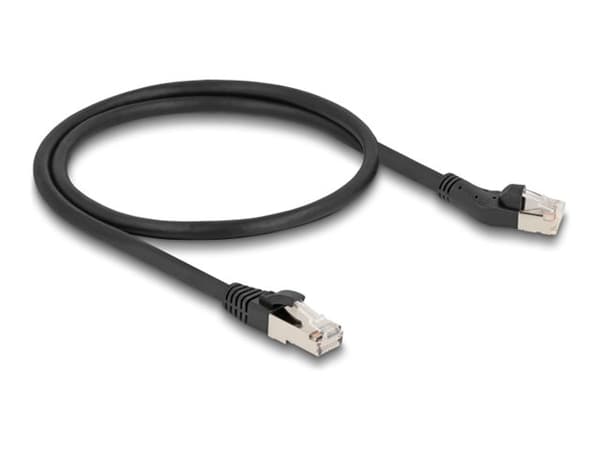 Delock - Koblingskabel - RJ-45 (hann) left-angled til RJ-45 (hann) rett - 50 cm - 6 mm - S/FTP - CAT 8.1 - slank, halogenfri, uten hindringer, med st