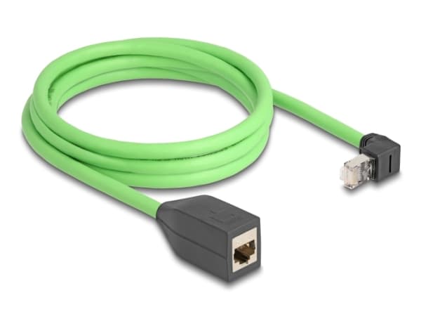 Delock - Nettverksforlengelseskabel - RJ-45 (hann) oppvinklet til RJ-45 (hunn) - 2 m - 6.8 mm - SF/UTP - CAT 6a - stifttilordning: 1:1 - grønn