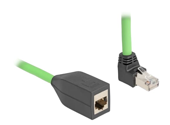 Delock - Nettverksforlengelseskabel - RJ-45 (hann) oppvinklet til RJ-45 (hunn) - 2 m - 6.8 mm - SF/UTP - CAT 6a - stifttilordning: 1:1 - grønn