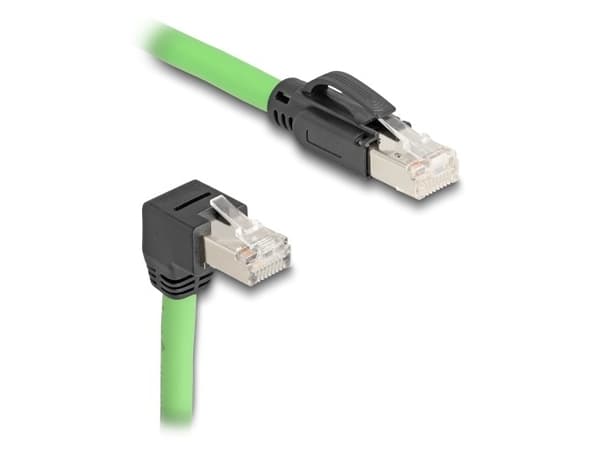 Delock - Nettverkskabel - RJ-45 (hann) til RJ-45 (hann) nedvinklet - 5 m - 6.8 mm - SF/UTP - CAT 6a - uten hindringer, med støvel - grønn