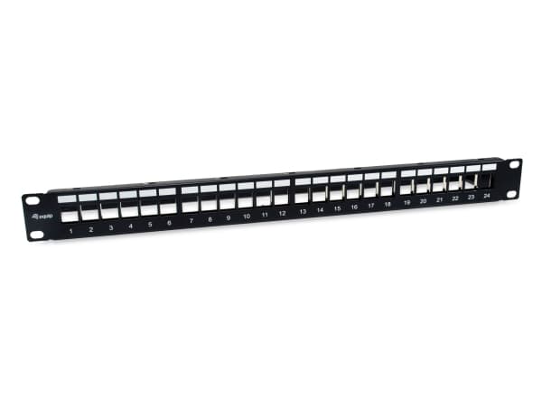 Utstyr Patchpanel 24x Cat6A 19" FTP 1HE Keystone Montage sw Sort
