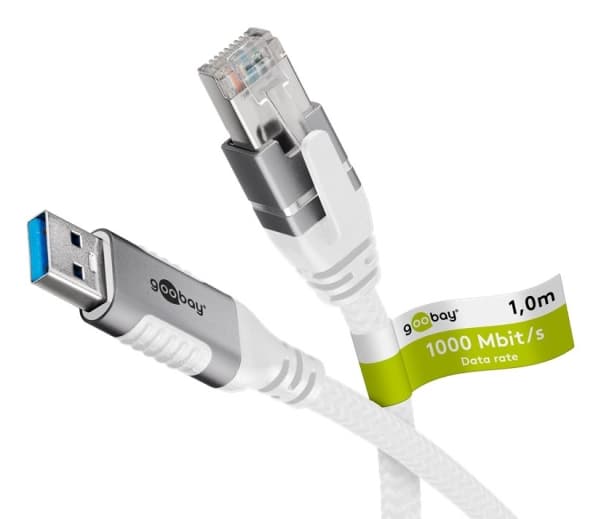 Goobay 74162, 7,5 m, Cat6, F/UTP (FTP), USB A, RJ-45, Vit