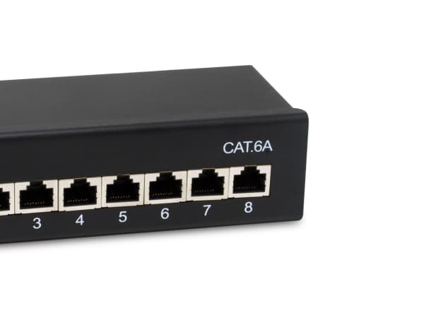 Utstyr Patchpanel 8x RJ45 Cat6A FTP 1HE Premium svart