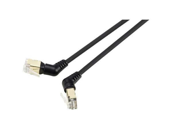 Renkforce RF-6071556 RJ45 Verkkokaapeli, patch-kaapeli CAT 8.2 S/FTP 2.00 m Musta #####Pistokkeet 360° käännettävissä, #####Kulmainen kaapelilähtö 1