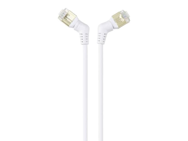 Renkforce RF-6071570 RJ45 verkkokaapeli, patch-kaapeli CAT 8.2 S/FTP 0,50 m Valkoinen #####Pistokkeet 360° käännettävissä, #####Kulmainen kaapeliläht
