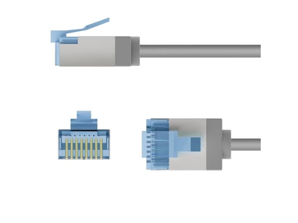 Ultraflexibel nätverkskabel CAT 6A, smal, U/FTP, grå