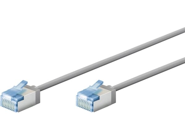 Ultraflexibel nätverkskabel CAT 6A, smal, U/FTP, grå