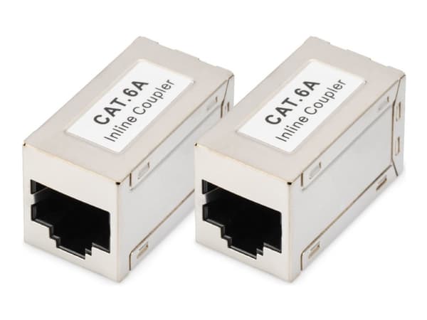 DIGITUS - Nettverkkopler - RJ-45 (hunn) til RJ-45 (hunn) - skjermet - CAT 6a - modular, stifttilordning: 1:1 (en pakke 2)