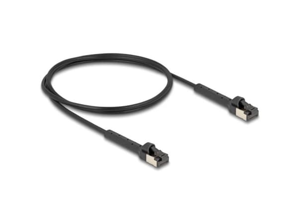 Delock RJ45 Slim verkkokaapeli Cat.6A U/FTP kulmikas musta 1 m
