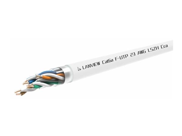 Lanview - Samlet kabel - 500 m - 7.3 mm - foliebelagt uskjermet tvinnet kabelpar (F/UTP) - CAT 6a - halogenfri, rund, solid, 10 Gigabit ethernet - hv
