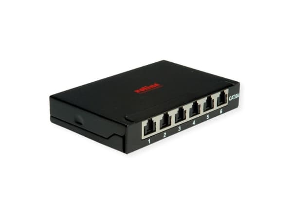 ROLINE 26.11.0299, RJ45, Cat6a, Sort, 0,5U, 125 mm, 22 mm Sort