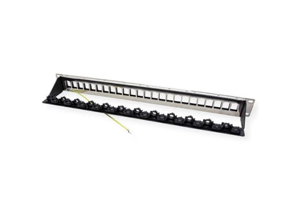 ROLINE 19" keystone modulholder 24 porter skjermet blankklemmefeste. (26.11.0390)