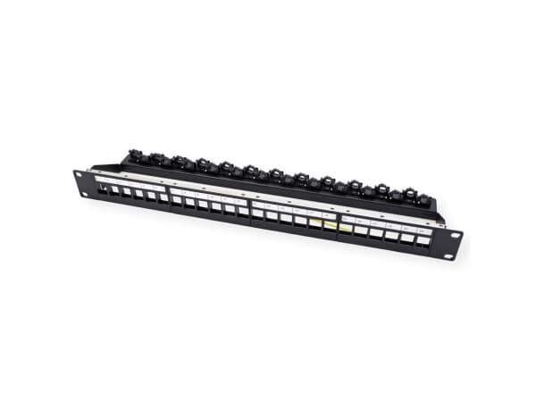ROLINE 19" keystone modulholder 24 porter skjermet blankklemmefeste. (26.11.0390)
