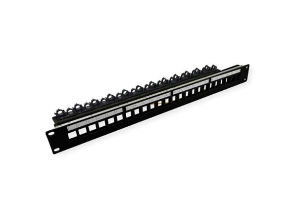 ROLINE 19" keystone modulholder 24 porter skjermet blankklemmefeste. (26.11.0390) Sort