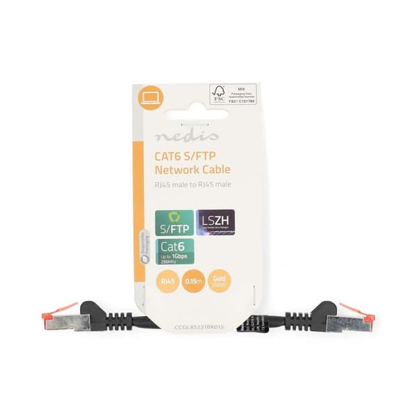 Nedis CAT6 Nätverkskabel | RJ45 hane | RJ45 hane | S/FTP | 0.15 m | Rund | LSZH | Svart | Label