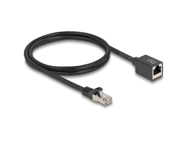 Delock - Nettverksforlengelseskabel - RJ-45 (hann) til RJ-45 (hunn) - 1 m - 6 mm - S/FTP - CAT 6a - halogenfri - svart