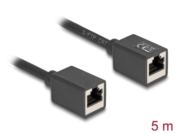 Delock - Nettverkskabel - RJ-45 (hunn) til RJ-45 (hunn) - 5 m - 6 mm - S/FTP - CAT 6a - halogenfri - svart
