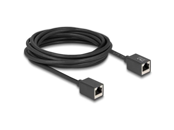 Delock - Nettverkskabel - RJ-45 (hunn) til RJ-45 (hunn) - 5 m - 6 mm - S/FTP - CAT 6a - halogenfri - svart