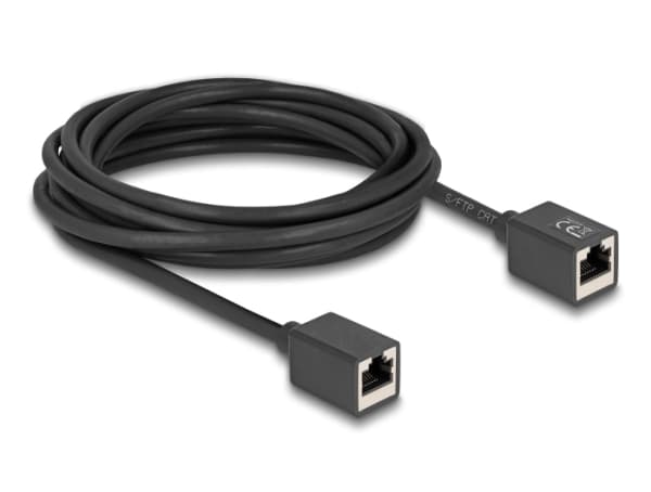 Delock - Nettverkskabel - RJ-45 (hunn) til RJ-45 (hunn) - 5 m - 6 mm - S/FTP - CAT 6a - halogenfri - svart
