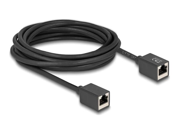 Delock - Nettverkskabel - RJ-45 (hunn) til RJ-45 (hunn) - 5 m - 6 mm - S/FTP - CAT 6a - halogenfri - svart