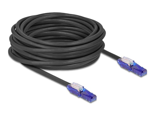 Delock RJ45 verkkokaapeli Cat.6 UTP 180° kulmaliittimillä musta 10 m 10 m