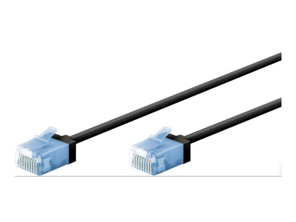 Goobay Ultraflexibles CAT 6A Patchkabel slim U/UTP schwarz - extrakurze Stecker reiner (74233)