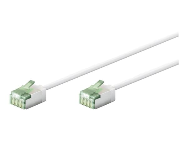 goobay - Koblingskabel - RJ-45 (hann) til RJ-45 (hann) - 15 cm - 3.8 mm - U/UTP, uskjermet - CAT 8.1 - halogenfri, slank, flertrådet - hvit
