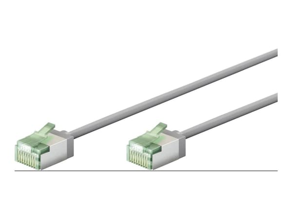 goobay - Koblingskabel - RJ-45 (hann) til RJ-45 (hann) - 3 m - 3.8 mm - U/FTP, PiMF - CAT 8.1 - ultra flexible, slank, halogenfri, flertrådet - grå