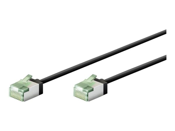goobay - Koblingskabel - RJ-45 (hann) til RJ-45 (hann) - 15 cm - 3.8 mm - U/UTP, uskjermet - CAT 8.1 - halogenfri, slank, flertrådet - svart