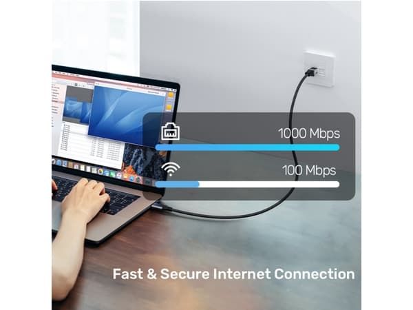 Unitek - Nettverkskabel - 24 pin USB-C (hann) til RJ-45 (hann) - 1 m - Thunderbolt 3 / Thunderbolt 4 - støtte for Gigabit Ethernet - romgrå