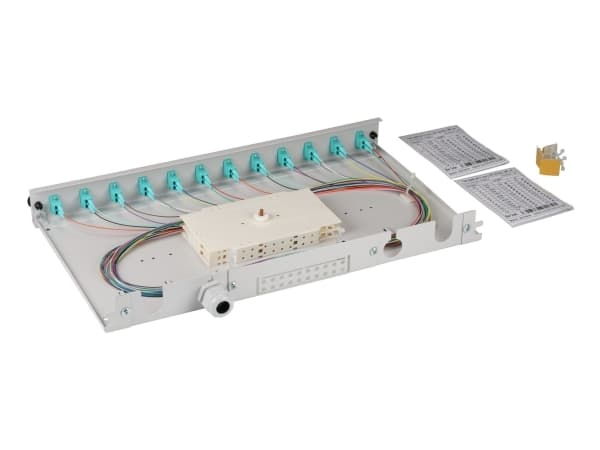EFB-Elektronik Spleißbox LC 50/125µ OM3 ausziehbar, 12 Pigtails abgesetzt /6 Kupplungen Hersteller: EFB Elektronik (BA71901L12OM3)