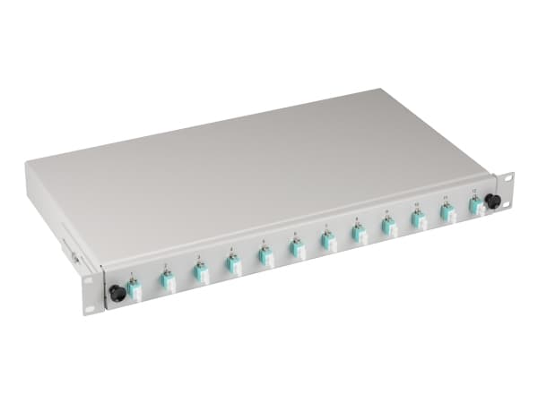 EFB-Elektronik Spleißbox LC 50/125µ OM3 ausziehbar, 12 Pigtails abgesetzt /6 Kupplungen Hersteller: EFB Elektronik (BA71901L12OM3) Grå