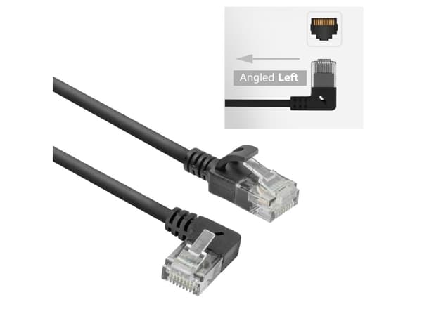 ACT CAT6A U/UTP SLIM L-ANG BK 3.0M