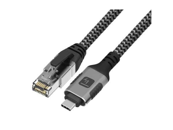 Techly ICOC U3C-RJ45-010, 1 m, Cat6, F/UTP (FTP), USB Type-A/USB Type-C, RJ-45, Sølv, Sort