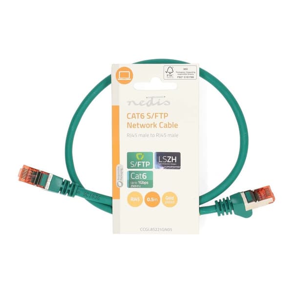 Nedis CAT6 Verkkokaapeli | RJ45 uros | RJ45 uros | S/FTP | 0.50 m | Pyöreä | LSZH | Vihreä | Label