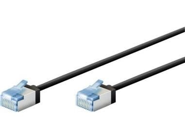 Goobay Ultra-fleksibel CAT 6A patchkabel, slank, U/FTP, svart - Kabellengde 0,5 m