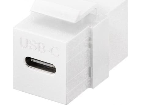 Goobay USB-adapter Keystone Module USB-C-kontakt, USB 3.2 Gen 2 (10 Gbit/s), hvit - Fargeversjon: hvit