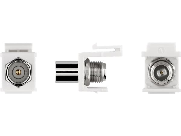Goobay 79955, platt, vit, koaxial, F-kontakt, manlig kontakt, kvinnlig kontakt
