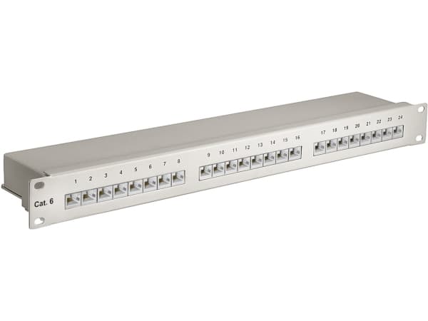 TRITON CAT 6 patchpanel 19-tommers (48,3 cm), 24 porter - grå fargeversjon