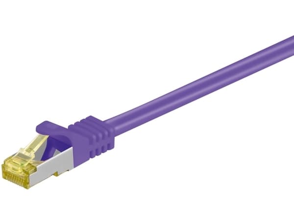 Goobay RJ45 patchkabel, CAT 6A S/FTP (PiMF), 500 MHz med CAT 7 råkabler, lilla - Kabellengde 30 m