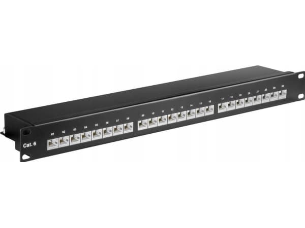 Goobay CAT 6 patchpanel 19-tommers (48,3 cm), 24 porter - Fargeversjon Svart Sort
