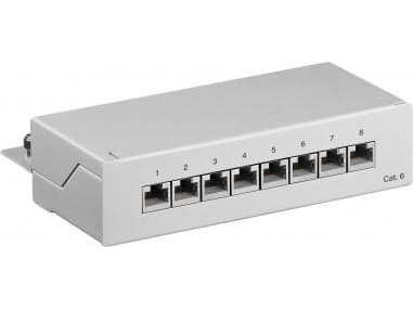 Goobay CAT 6 mini/toimistopaneeli, 8 porttia - Väriversio Harmaa